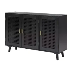 Kirklands Home Contemporary Lattice Doors Sideboard Black Sale