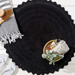 Kirklands Home Crochet Round Bath Mat Black Outlet