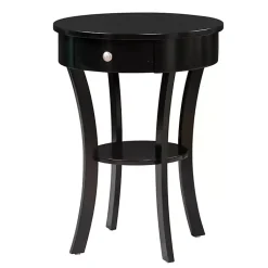 Kirklands Home Curved Legs Round Drawer Accent Table Black Hot
