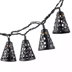 Kirklands Home Cutout Cone Outdoor String Lights Black Clearance