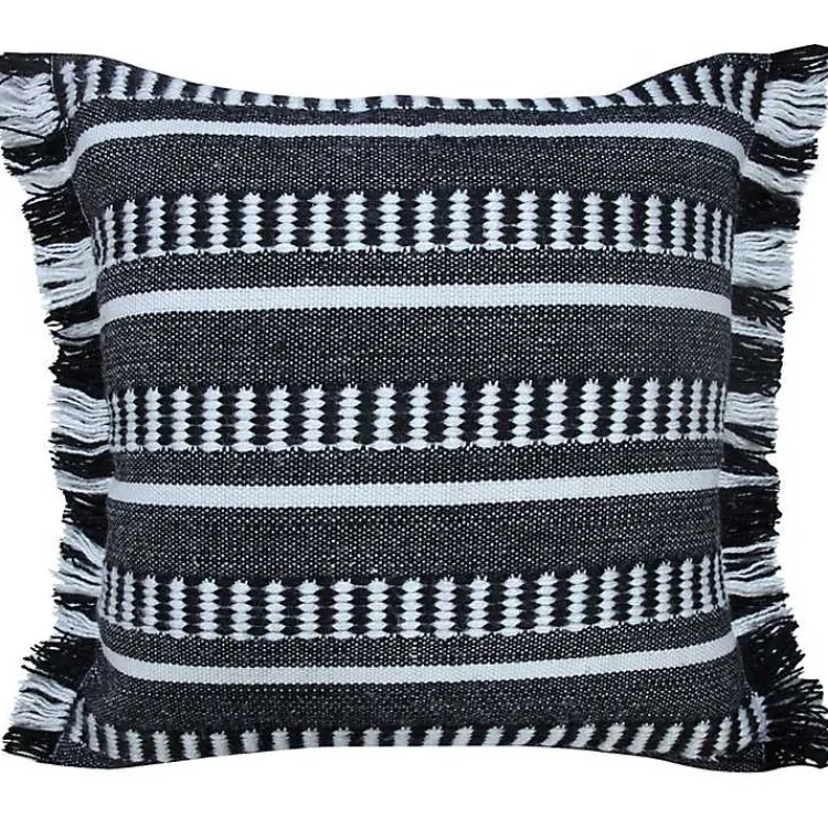 Pillows>Kirklands Home Black Dash Stripe Indoor/Outdoor Pillow