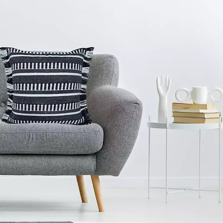Pillows>Kirklands Home Black Dash Stripe Indoor/Outdoor Pillow