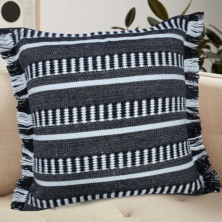 Pillows>Kirklands Home Black Dash Stripe Indoor/Outdoor Pillow