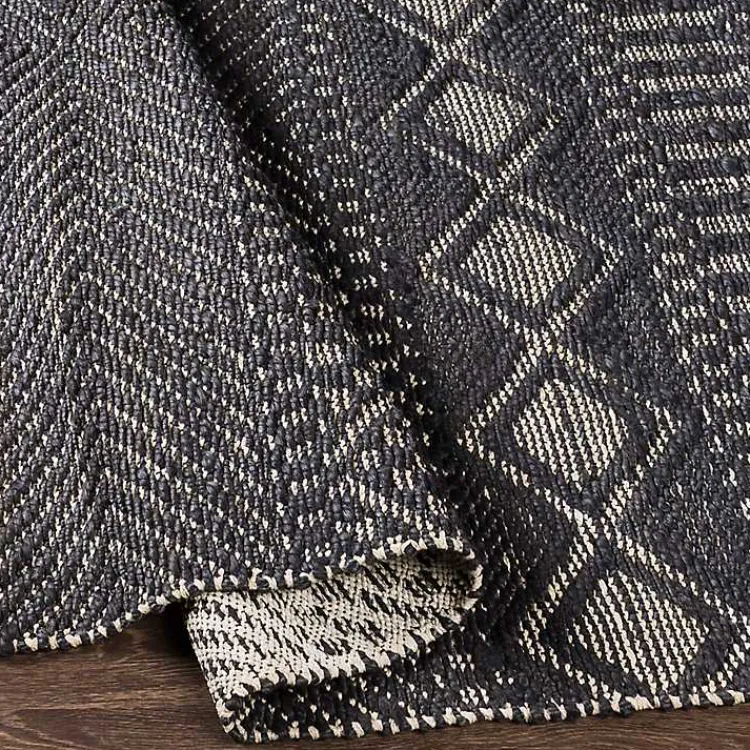 Kirklands Home Diamond Jute Area Rug, 5x7 Black New