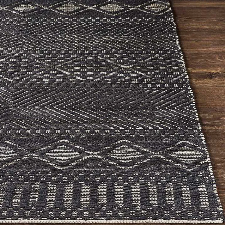 Kirklands Home Diamond Jute Area Rug, 5x7 Black New