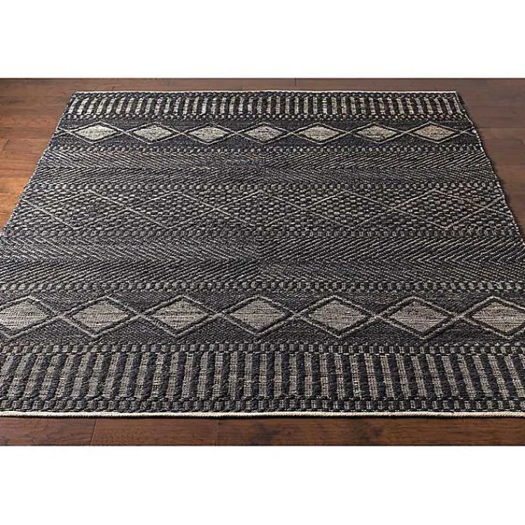 Kirklands Home Diamond Jute Area Rug, 5x7 Black New