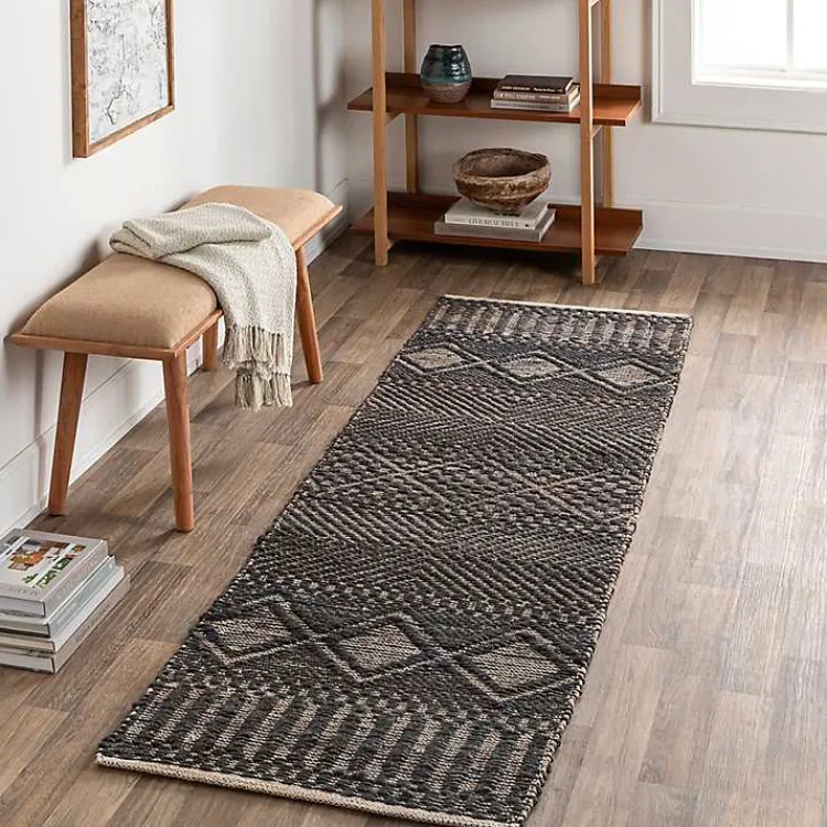 Kirklands Home Diamond Jute Runner, 2x8 Black Sale