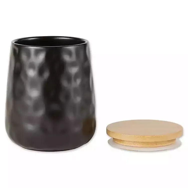 Kirklands Home Dimpled Bamboo Canisters, Set of 2 Black Online