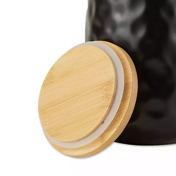 Kirklands Home Dimpled Bamboo Canisters, Set of 2 Black Online