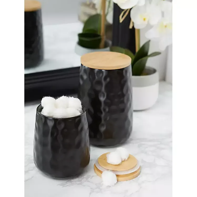 Kirklands Home Dimpled Bamboo Canisters, Set of 2 Black Online