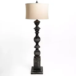 Kirklands Home Black Distressed Carved Floor Lamp Tan Sale
