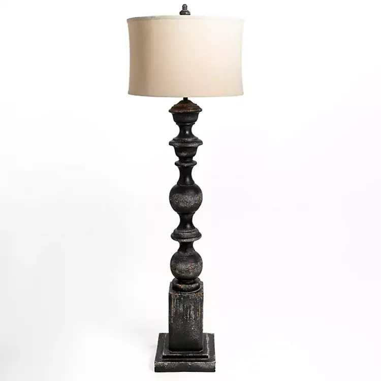 Kirklands Home Black Distressed Carved Floor Lamp Tan Sale