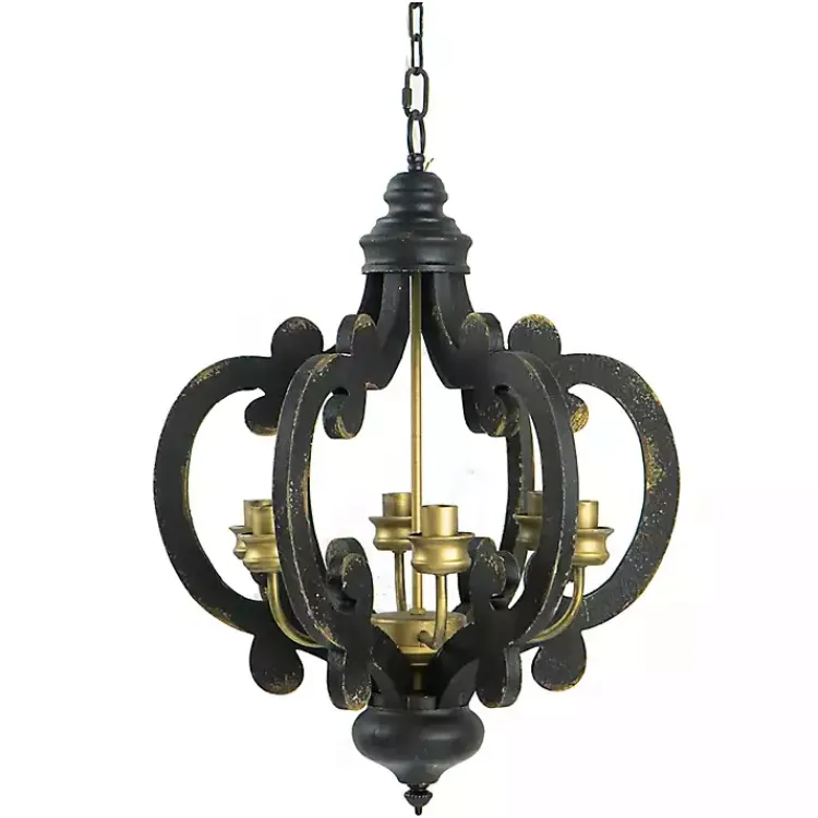 Kirklands Home Black Distressed Gold Chandelier Clearance