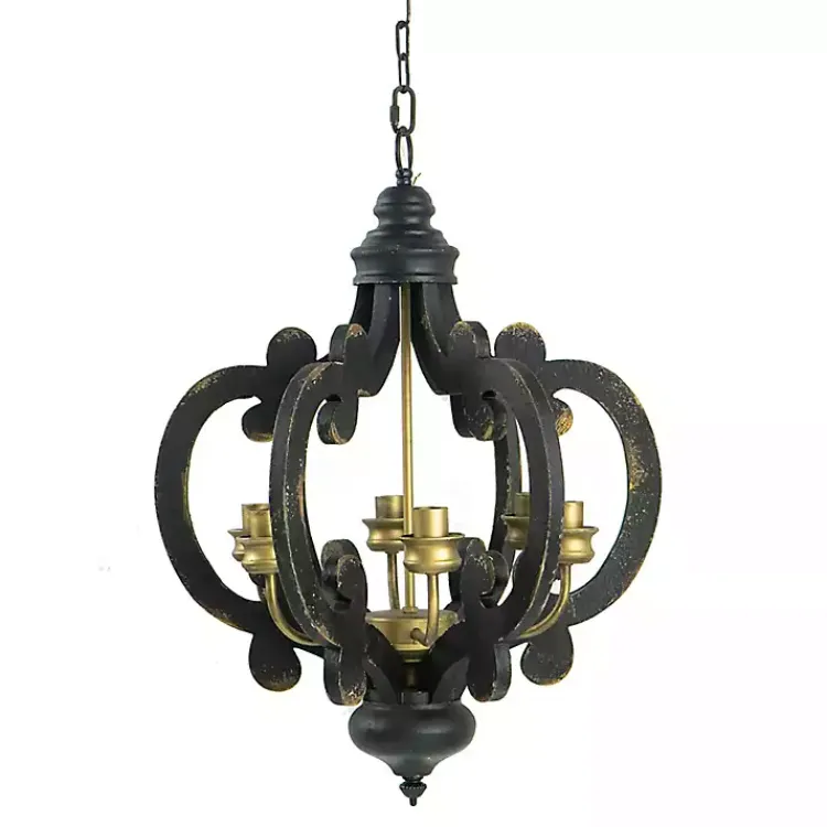 Kirklands Home Black Distressed Gold Chandelier Clearance