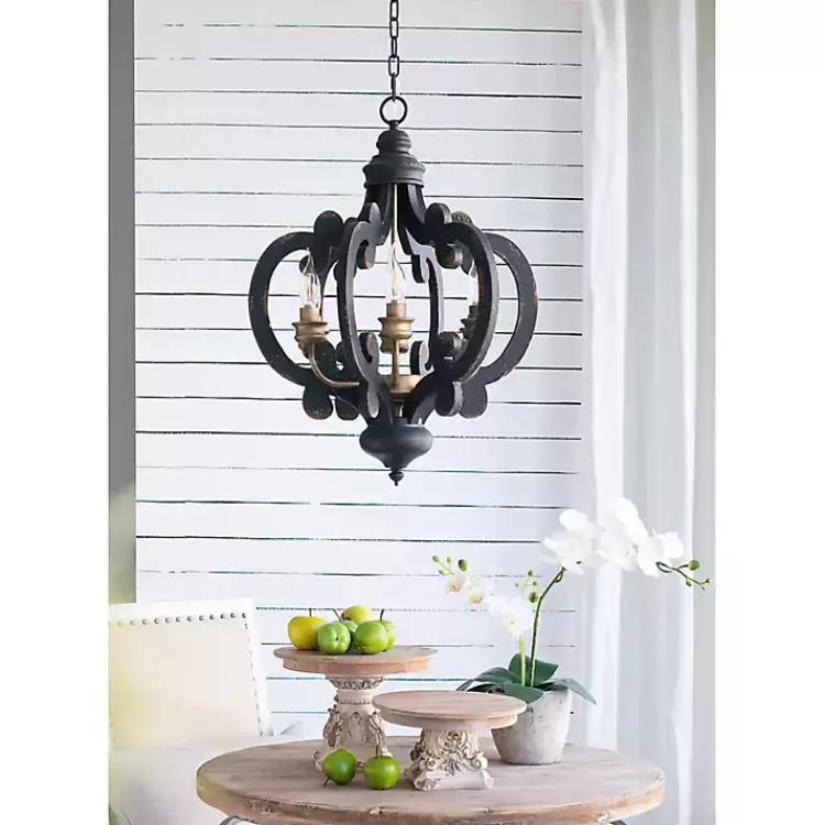 Kirklands Home Black Distressed Gold Chandelier Clearance