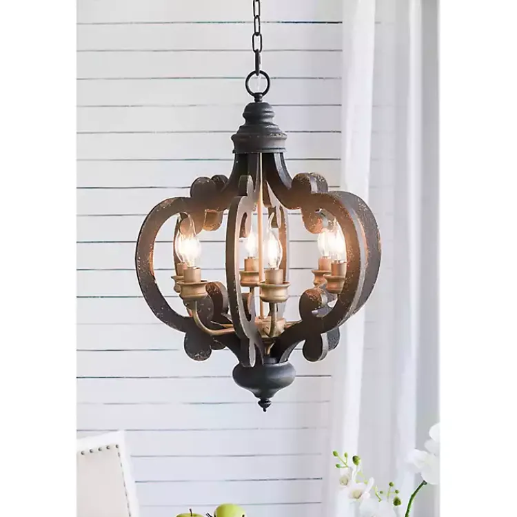 Kirklands Home Black Distressed Gold Chandelier Clearance