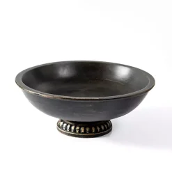 Decorative Bowls & Jars>Kirklands Home Distressed Mango Wood Pedestal Bowl Black