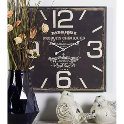 Kirklands Home Black Distressed Wood Face Square Clock Clearance