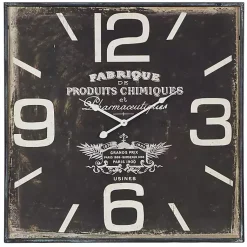 Kirklands Home Black Distressed Wood Face Square Clock Clearance
