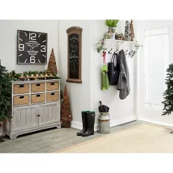 Kirklands Home Black Distressed Wood Face Square Clock Clearance