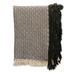Blankets & Throws>Kirklands Home Dotted Woven Throw Black