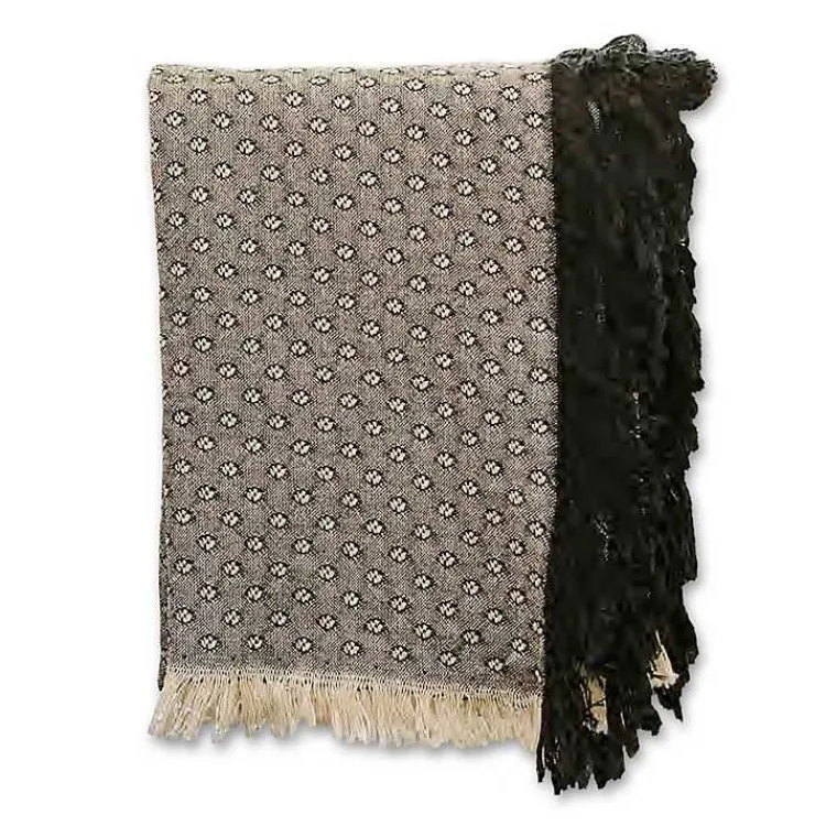 Blankets & Throws>Kirklands Home Dotted Woven Throw Black