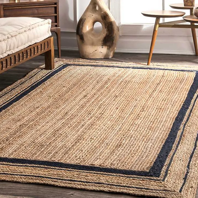 Kirklands Home Black Double Border Braided Jute Area Rug, 5x8 Clearance
