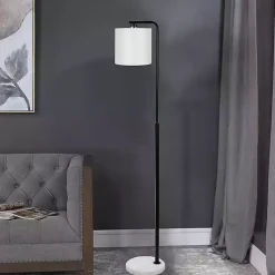 Kirklands Home Black Downbridge Marble Base Floor Lamp White Best
