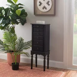 Kirklands Home 5-Drawer Ollie Petite Jewelry Armoire Black New
