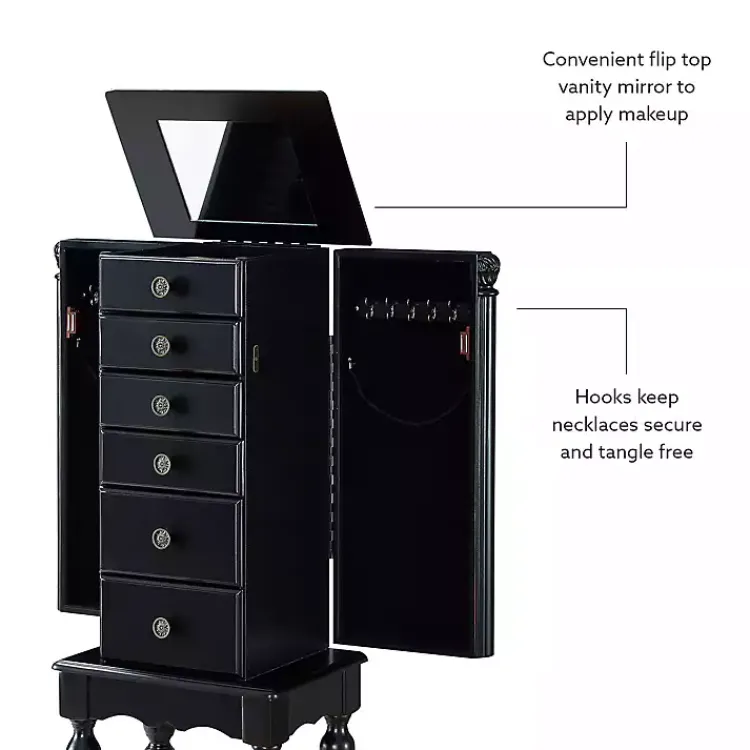 Kirklands Home 5-Drawer Ollie Petite Jewelry Armoire Black New