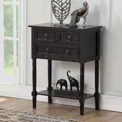 Kirklands Home 3-Drawer Turned Legs Accent Table Black Online