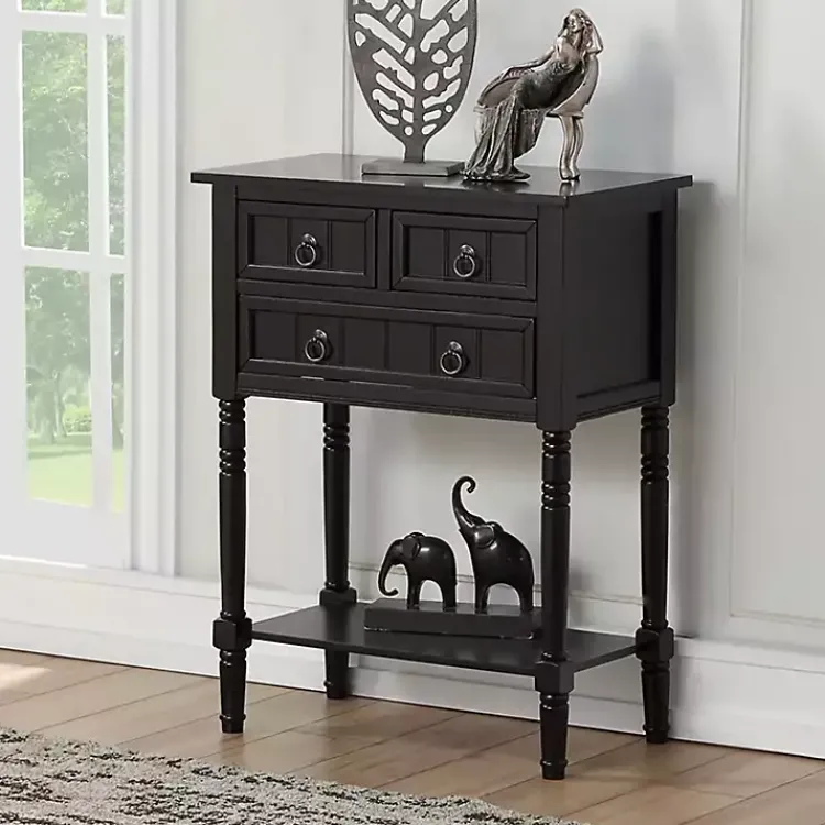 Kirklands Home 3-Drawer Turned Legs Accent Table Black Online