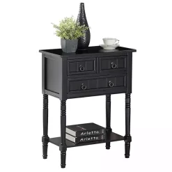 Kirklands Home 3-Drawer Turned Legs Accent Table Black Online
