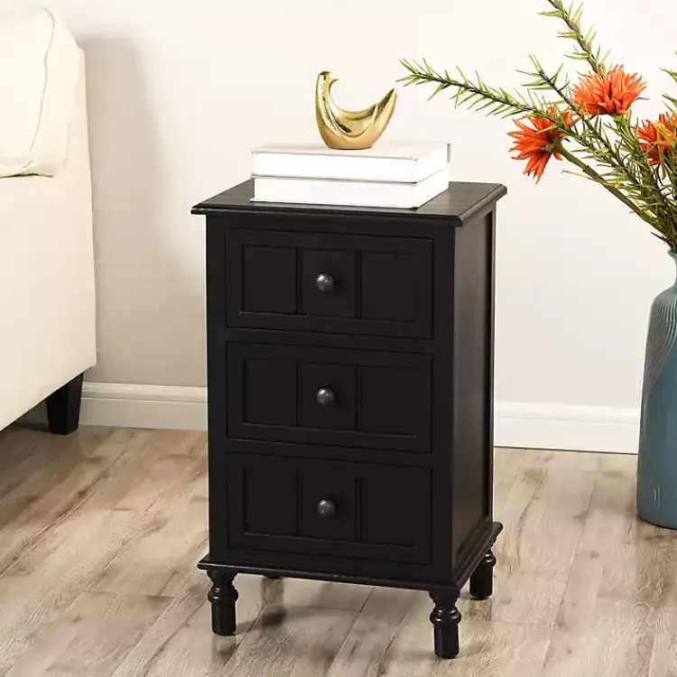 Kirklands Home 3-Drawer Winnie Accent Table Black New