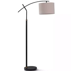 Kirklands Home Black Dudley Adjustable Arm Floor Lamp Tan