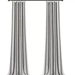 Kirklands Home Farmhouse Stripe Curtain Panel Set, 108 in. Black