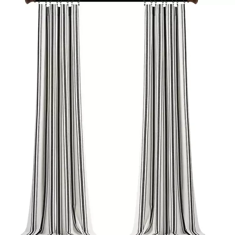 Kirklands Home Farmhouse Stripe Curtain Panel Set, 108 in. Black