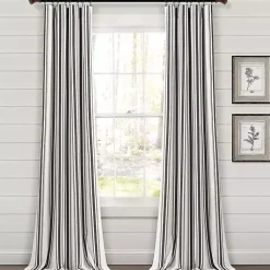 Kirklands Home Farmhouse Stripe Curtain Panel Set, 108 in. Black