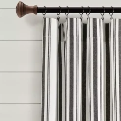 Kirklands Home Farmhouse Stripe Curtain Panel Set, 108 in. Black