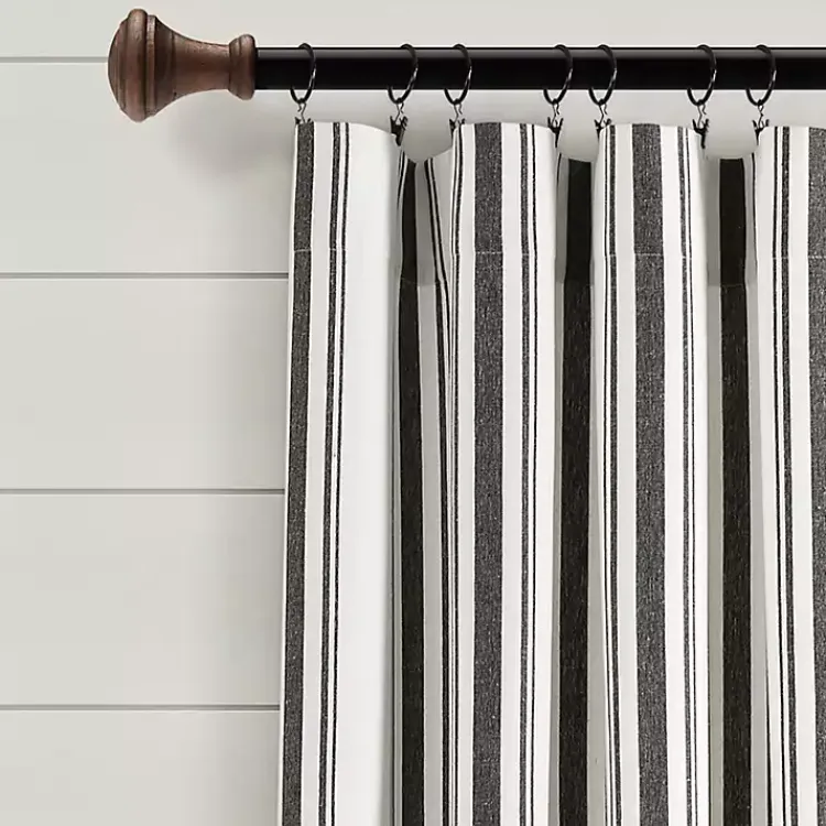 Kirklands Home Farmhouse Stripe Curtain Panel Set, 108 in. Black