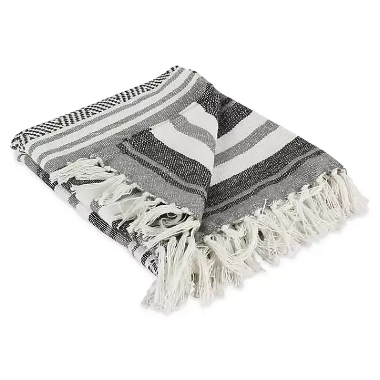 Blankets & Throws>Kirklands Home Farmhouse Stripe Throw Black