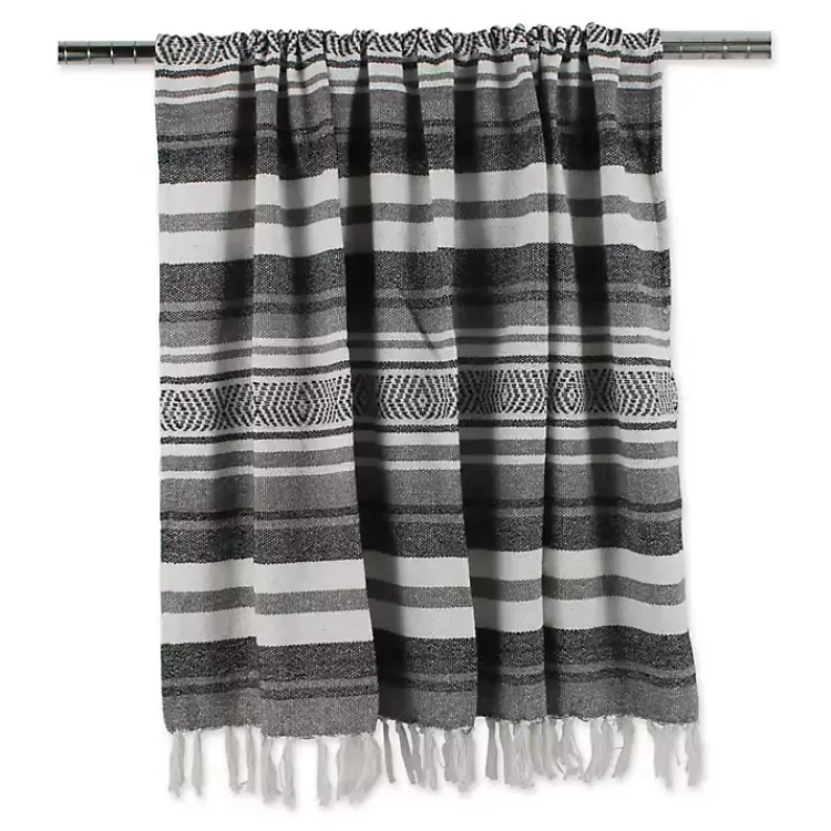 Blankets & Throws>Kirklands Home Farmhouse Stripe Throw Black