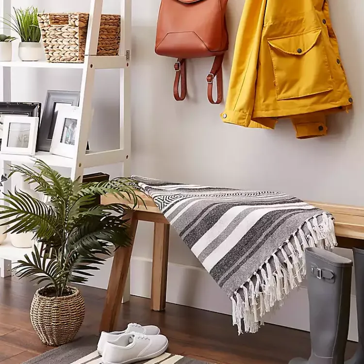 Blankets & Throws>Kirklands Home Farmhouse Stripe Throw Black
