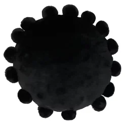 Pillows>Kirklands Home Faux Fur Round Pom Pom Throw Pillow Black