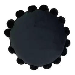 Pillows>Kirklands Home Faux Fur Round Pom Pom Throw Pillow Black