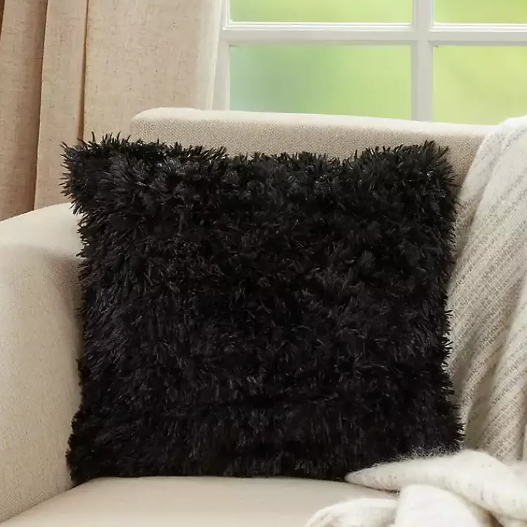 Pillows>Kirklands Home Faux Fur Throw Pillow Black