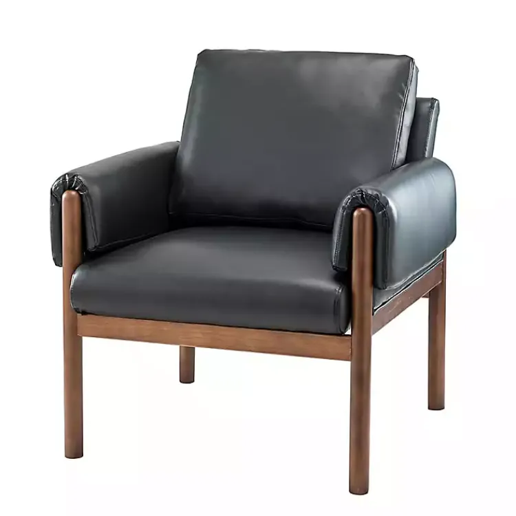Kirklands Home Faux Leather and Wood Accent Chair Black Hot