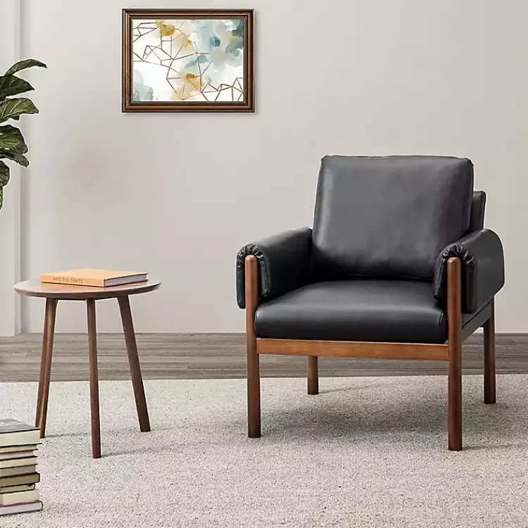 Kirklands Home Faux Leather and Wood Accent Chair Black Hot