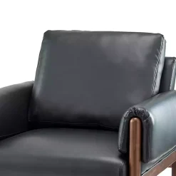 Kirklands Home Faux Leather and Wood Accent Chair Black Hot