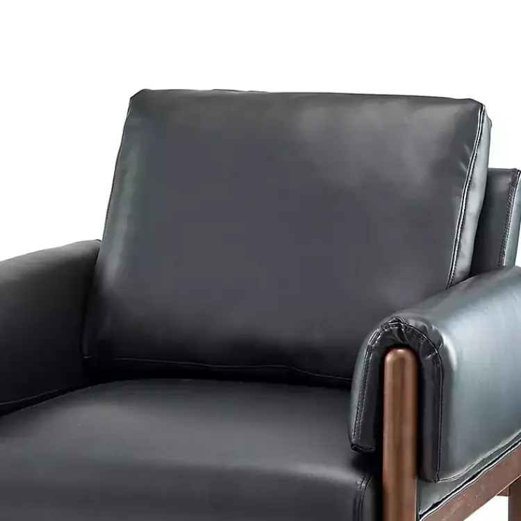 Kirklands Home Faux Leather and Wood Accent Chair Black Hot
